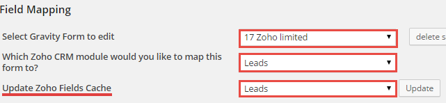 zoho lead field mapping
