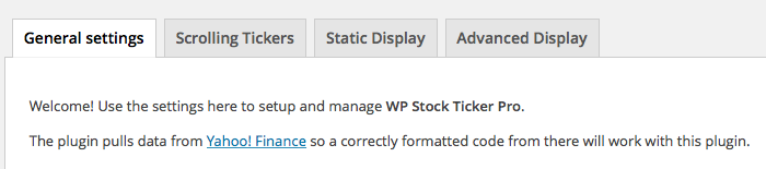 WordPress stock ticker settings.page