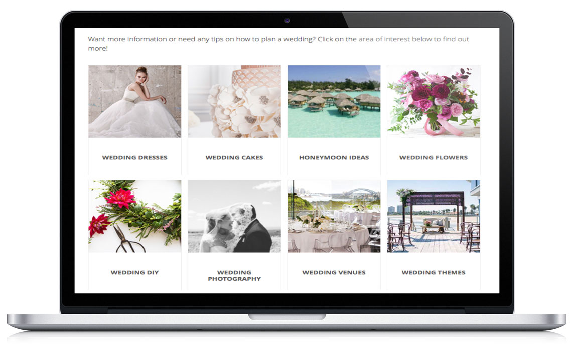 Example display of categories featured images